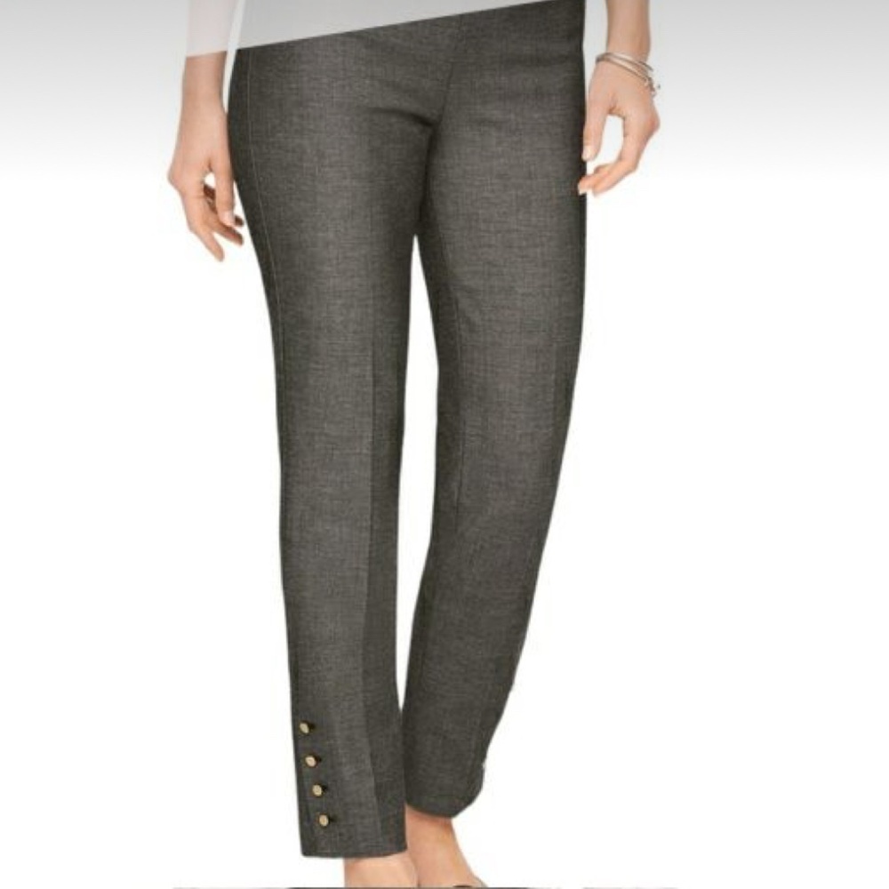 NWOT Talbots Dress Pants Chatham Ankle Gray Sharkskin Gold Buttons Tailoring 14P